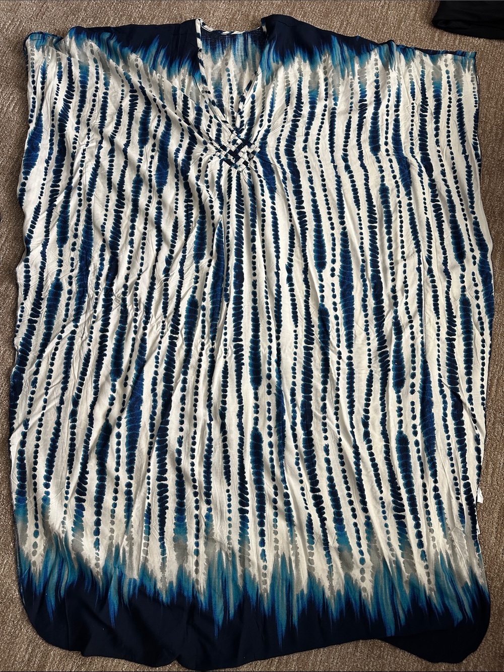 Blue & White Maxi Dress with Twist Front